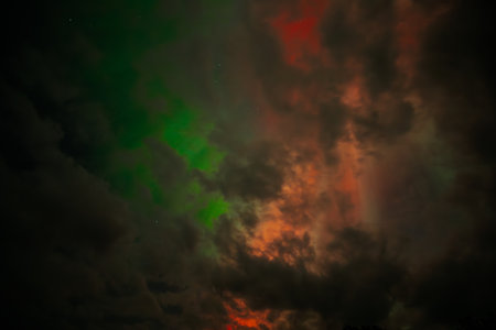 northern lights in the night sky, northern lights in the night skyの写真素材
