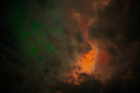 Northern lights in the night sky. Northern lights in the night skyの写真素材
