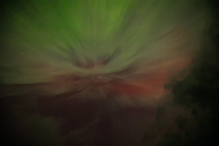 Aurora borealis in the night sky. Northern lights.の写真素材