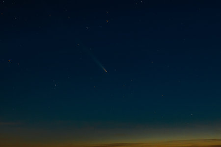 Night sky with stars and a comet. Night sky with stars and a comet.の写真素材