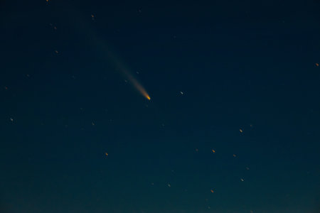 A comet in the night sky. Comets in the night sky.の写真素材