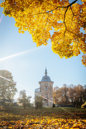 Autumn view of the Church of St. Catherine in Tsarskoye Selo, Russiaの写真素材