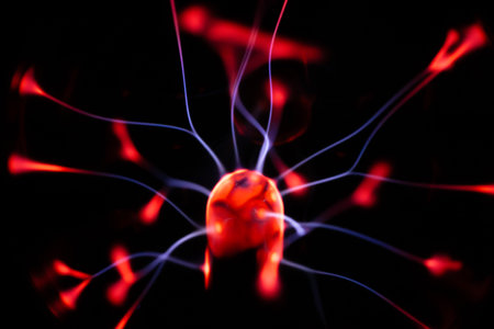 Neuron cell on black background, computer generated abstract background, 3D renderingの写真素材