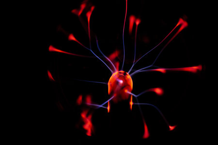 Abstract red fire on black background. Shallow depth of field.の写真素材