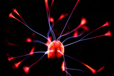abstract image of a plasma ball on a black background close upの写真素材