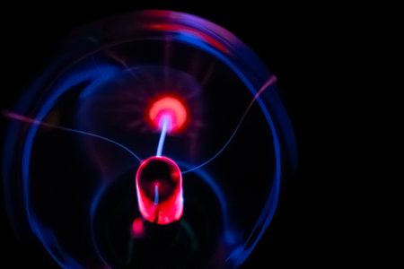 Abstract blue and red light on black background, computer generated abstract background