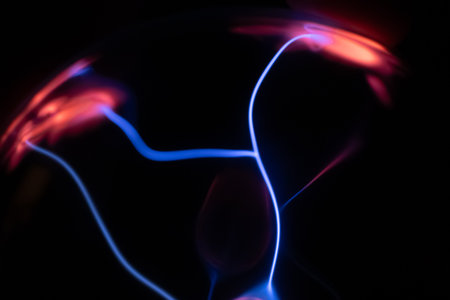 abstract background of blue and red neon lights on a black background
