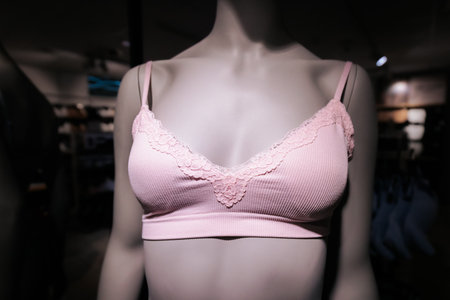 Women's lingerie on a mannequin in a store.の写真素材