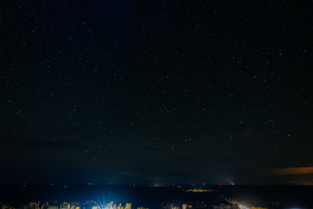 Night sky with stars and the milky way. Long exposure.
