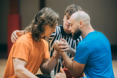 Young male physiotherapist working with his patient in a rehabilitation center.のeditorial素材