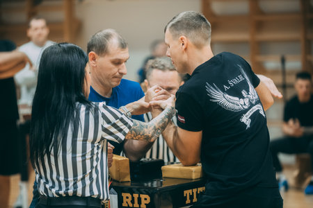Unidentified participants of the tournament on mixed martial artsのeditorial素材