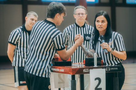 Unidentified players on tribune during game Interregional Championship of Russia on volleyball among women and men.のeditorial素材