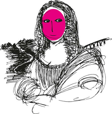 A drawing of Gioconda Mona Lisa of Leonardo da Vinci. Vector illustration in graphic style.のイラスト素材