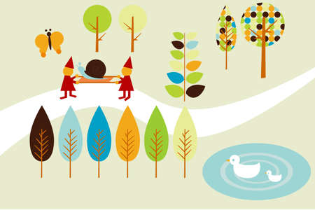 Dwarf and Forest illustration のイラスト素材