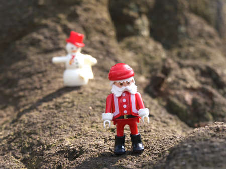 Santa Claus and snowman toyの写真素材