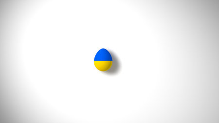 Egg painted yellow and blue.の写真素材