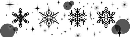 Snowflake pattern, Christmas decoration, ornament, glitterのイラスト素材