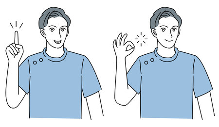 Illustration set of doctor or dentist man posingのイラスト素材