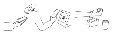 Illustration of barcode payment on smartphone or smartwatchのイラスト素材