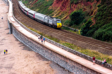 railroad tracks by the beach in Dawlishのeditorial素材