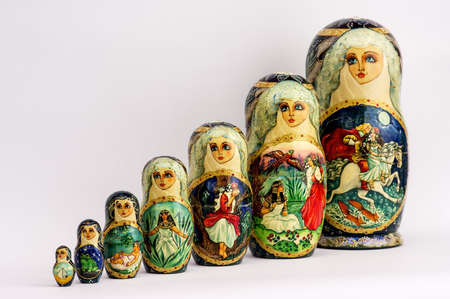 Russian nested dolls, also known as matryoshka, hand-painted, beautiful and colorfulの写真素材