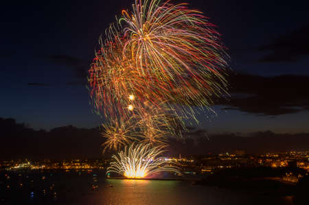fireworks over the sea in Plymouthの写真素材