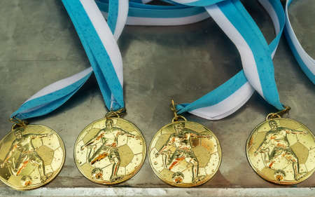 Gold medals for a winner or champion.の写真素材