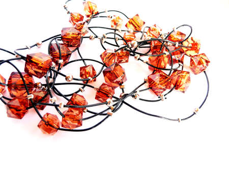 beads with brown gemsの写真素材