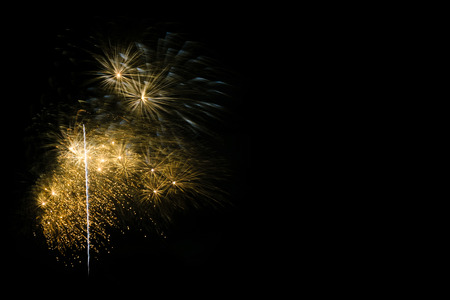 Colorful Fireworks isolated on black background, New Year celebration fireworks.の写真素材