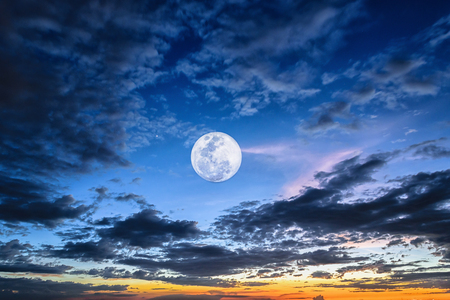 Night time full moon evening twilight skyの写真素材