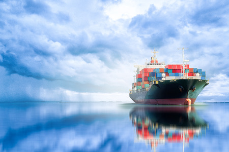 International Container Cargo ship in the ocean, Freight Transportation, Shipping, Nautical Vesselの写真素材