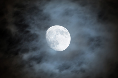 Night sky with moon and cloudの写真素材
