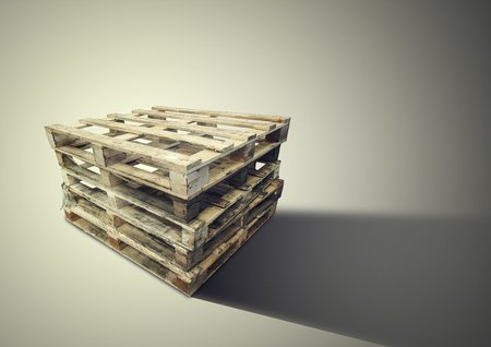 wood pallets Isolated on brown backgroundの写真素材