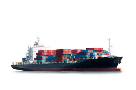 Container Cargo ship isolated on white background, Freight Transportation and Logistic, Shipping