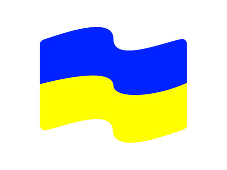Ukrainian national flag. Blue sky symbol and yellow wheat field meandering shape of official state element of people patriotic journey territory Ukraine horizontal canvas in traditional vector image.のイラスト素材