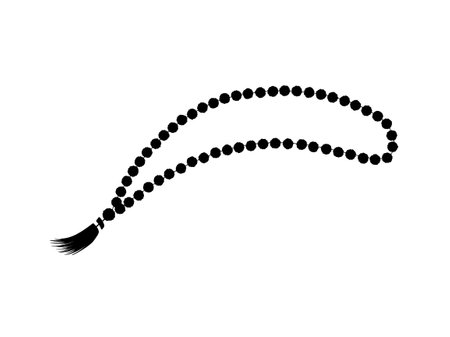 Rosary beads icon. Black cord with knots for prayer and meditation. Traditional spirituality of islam christianity and vector hinduism.のイラスト素材
