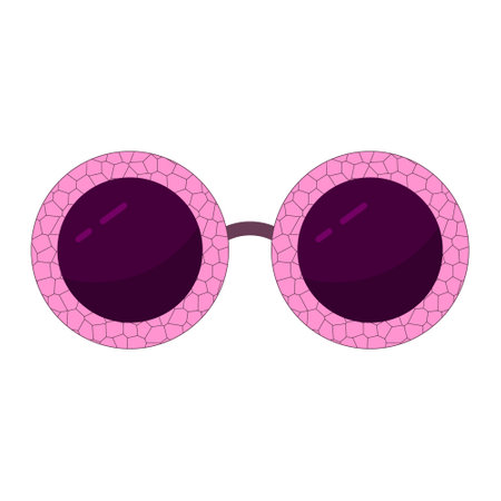 Round red sunglasses with marble frames. Trendy purple lenses with vintage pink mosaic eyeglasses elegant retro design with realistic vector gradient.のイラスト素材