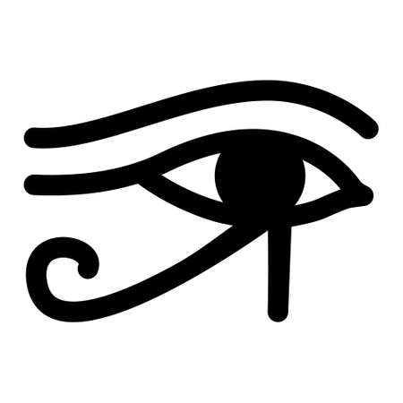 Eye horus icon. Black symbol divine order and fertility. Protective amulet uadzhet from evil with spiritual power and magical vector wisdom.のイラスト素材