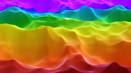 Storm rainbow waves background. Hurricane with all colors of sunbow. Psychedelic 3D render tsunami...