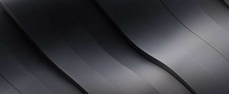 Black wave stripes with gradient background. Volumetric dark chrome lines with 3d render warp. Geometrically elegant flowing stream with sleek curved designの写真素材