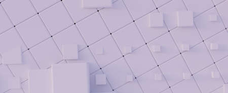Pink cubes in an abstract tracery background. Geometric square panels in 3d render digital architecture. Elements of futuristic data transfer and cluster elementsの写真素材