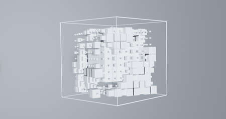 Cube digital data storage cluster. Global online analytics with 3d render creating and expanding web...