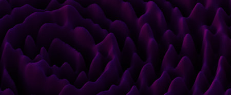 Dark purple abstract hills background. Futuristic mountains grid with 3d render wave circles. Digital web design for textural presentationの写真素材