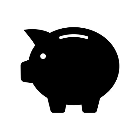 Black piggy bank. Financial investment accumulation and cash savings with saving budget and profitable vector depositsのイラスト素材