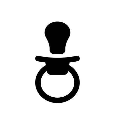 Baby pacifier icon. Silicone black kid accessory with rubber tip for good sleep and vector teethingのイラスト素材