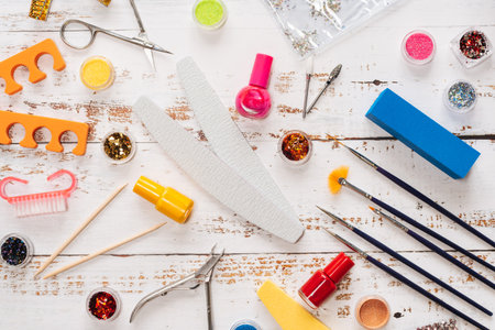 happy New year. Christmas gifts, Lollipop lie wooden background. the view from the topの写真素材