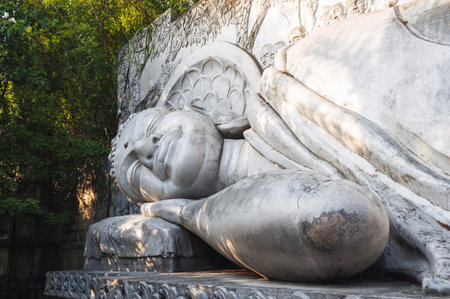 Reclining Buddha statue, Long Son Pagodaの写真素材