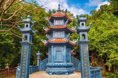 Buddhist pagoda, temple at Marble mountains, Da Nang, Vietnamの写真素材