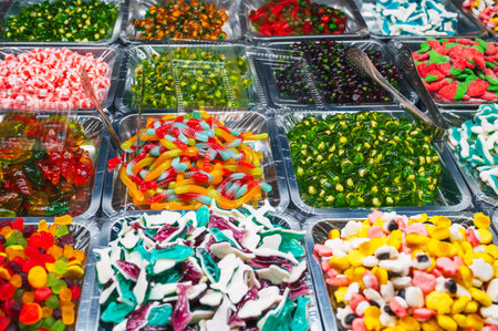 Colorful candies, jelly and marmalade backgroundの写真素材