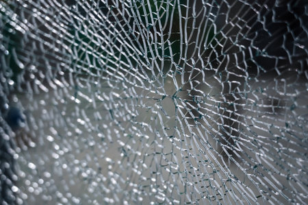 abstract background of broken glass into a large number of fragments and pieces.の写真素材